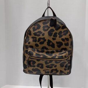 Authentic COACH Coated Canvas & Leather Charlie Leopard Print